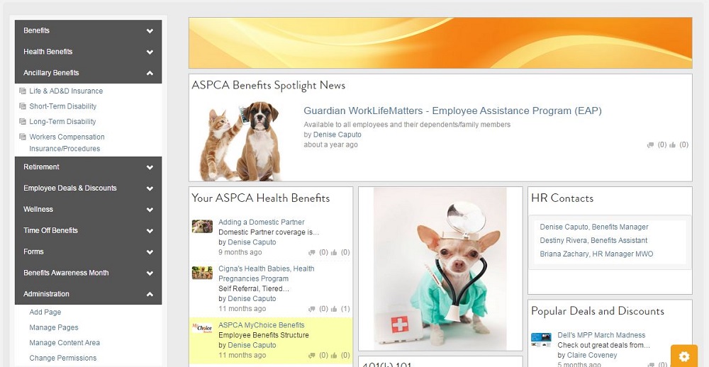 ASPCA: 7个保证提高员工敬业度的最佳内部网示例
